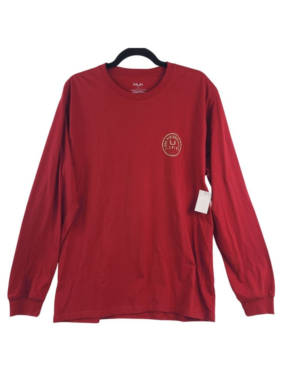 Huk Mens Scarlet Blaze Long Sleeve Graphic T-Shirt Sz L Performance Fishing Logo